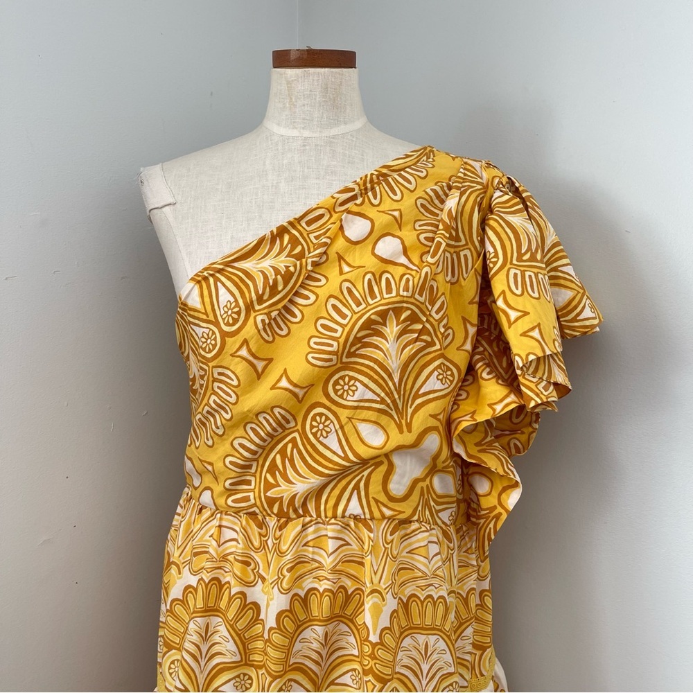 Farm Rio Yellow Ainika Tapestry One Shoulder Maxi Dress size XL NWOT - Picture 2 of 13